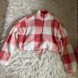 Altar'd State Pink and White Fleece Jacket